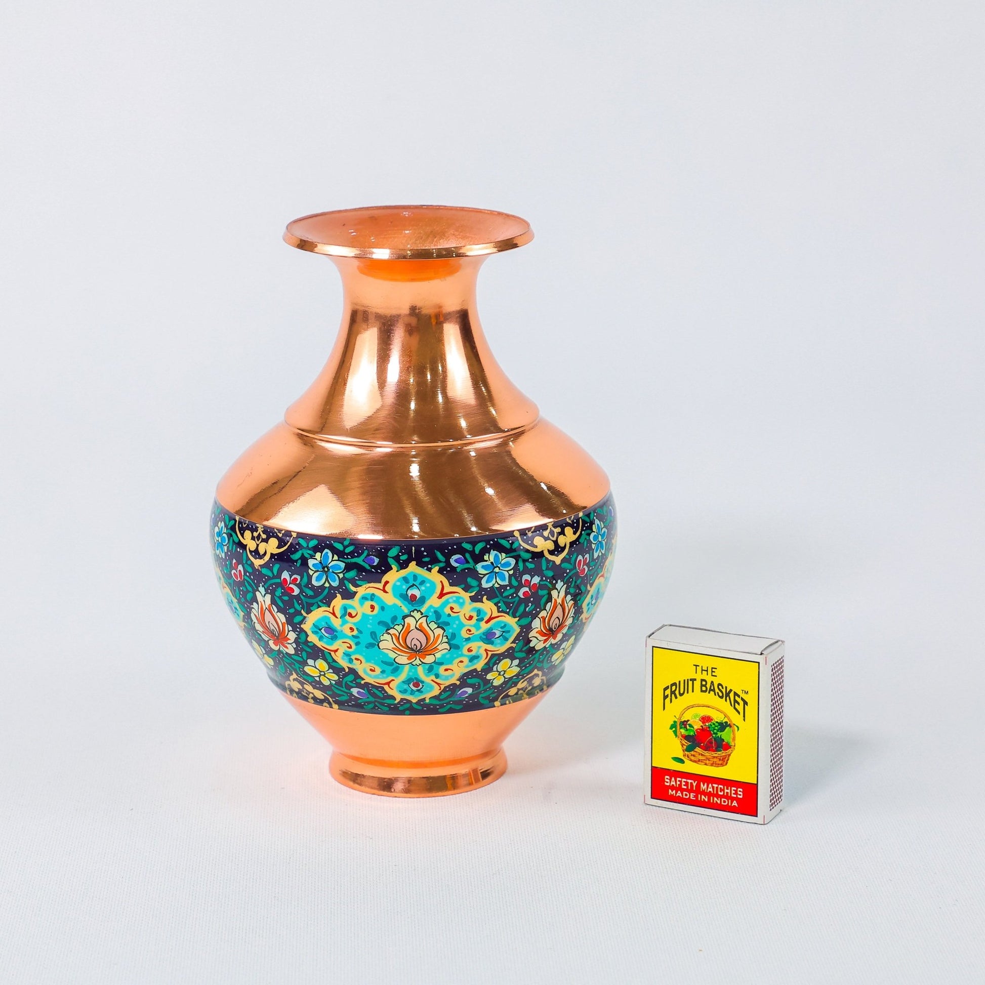 Vase – Round Shape Pardazi Design (Ghorbanians) – Hand - Painted Copper – Size 20 cm - Meraas Gallery