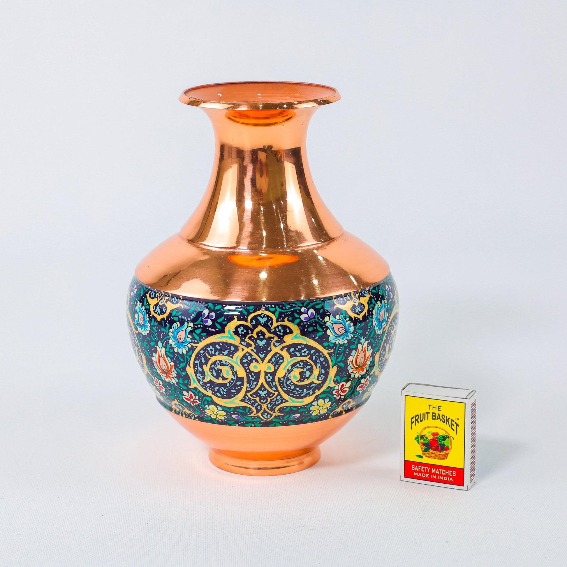 Vase – Round Shape Pardazi Design (Ghorbanians) – Hand - Painted Copper – Size 25 cm - Meraas Gallery