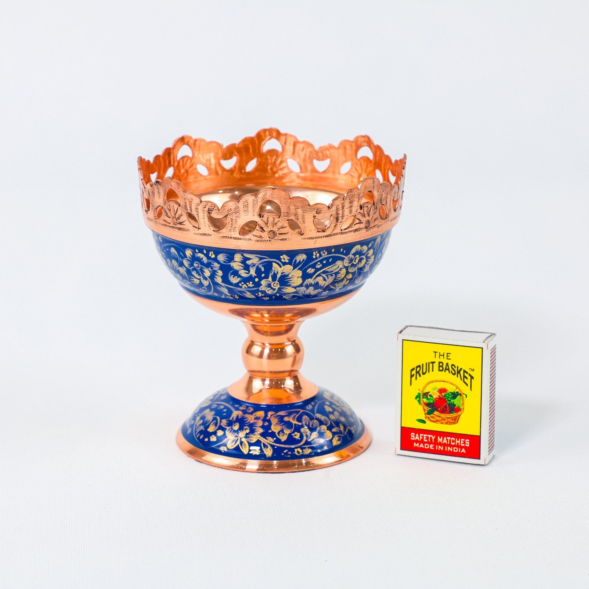 Nut Bowl – Golden Pardazi Design – Hand - Painted Copper – Size 11 cm - Meraas Gallery