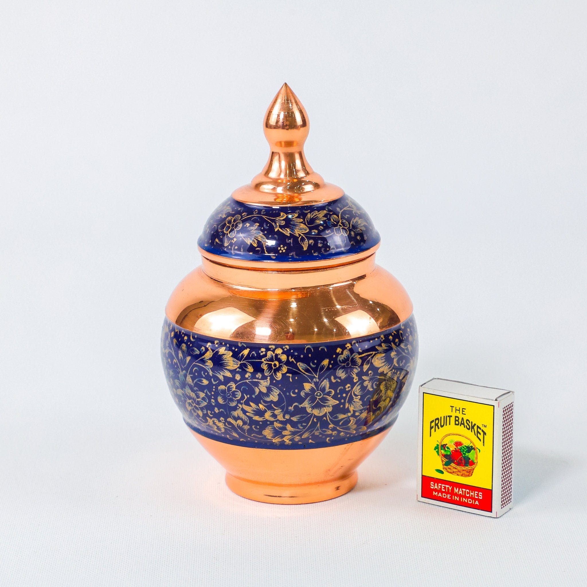 Sugar Bowl – Apple Shape Silver Finish with Golden Pardazi Design – Hand - Painted - Meraas Gallery