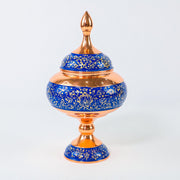 Pedestal Chocolate Bowl – Golden Pardazi Design – Hand - Painted Copper – Size 27 cm - Meraas Gallery