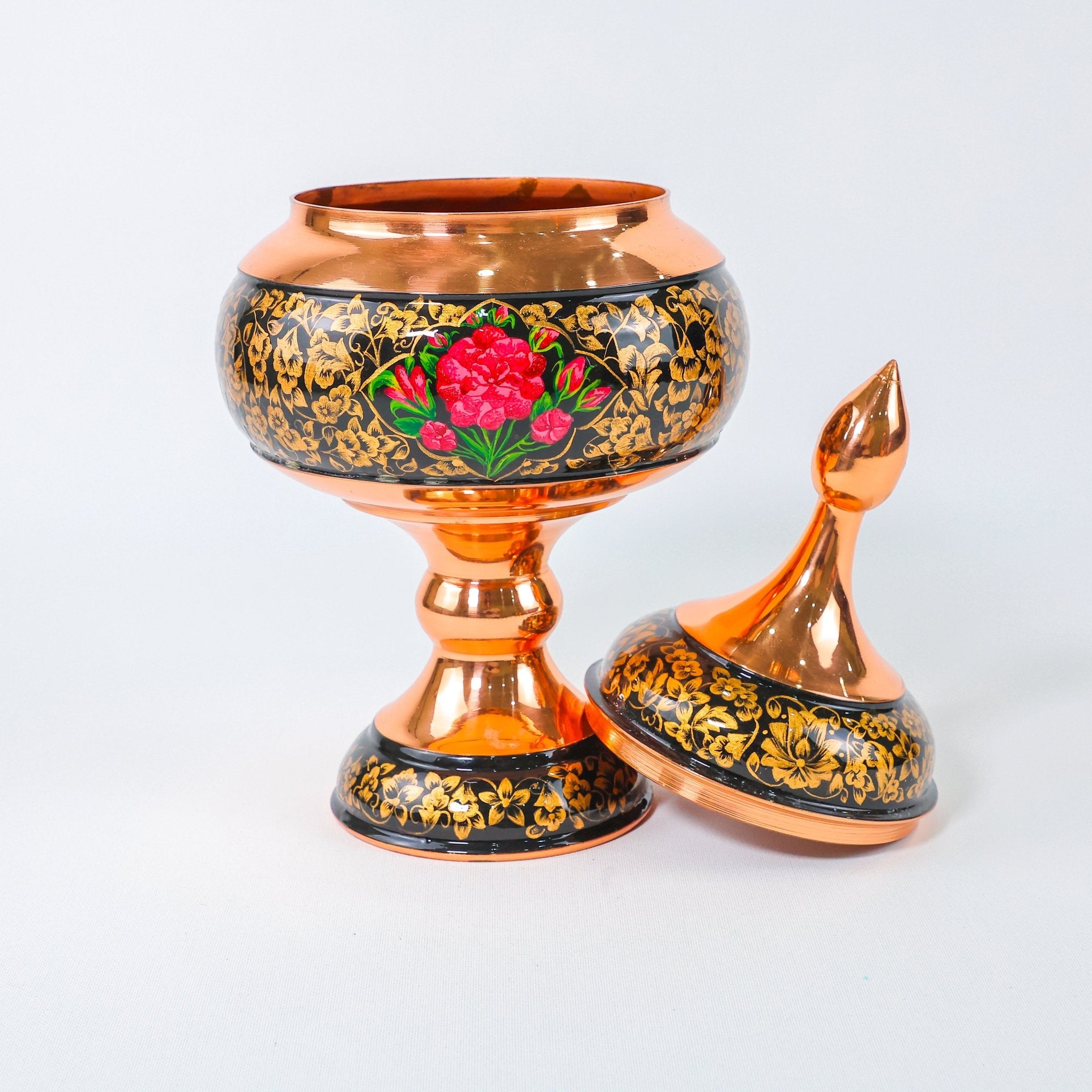 Pedestal Chocolate Bowl – Tashir Design – Hand - Painted Copper – Size 35 cm - Meraas Gallery