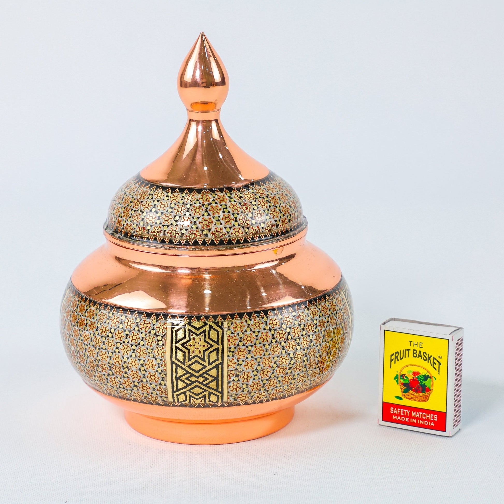 Sugar Bowl – Copper & Khatam Design (Shahin Shirazi) – Size 20 cm - Meraas Gallery