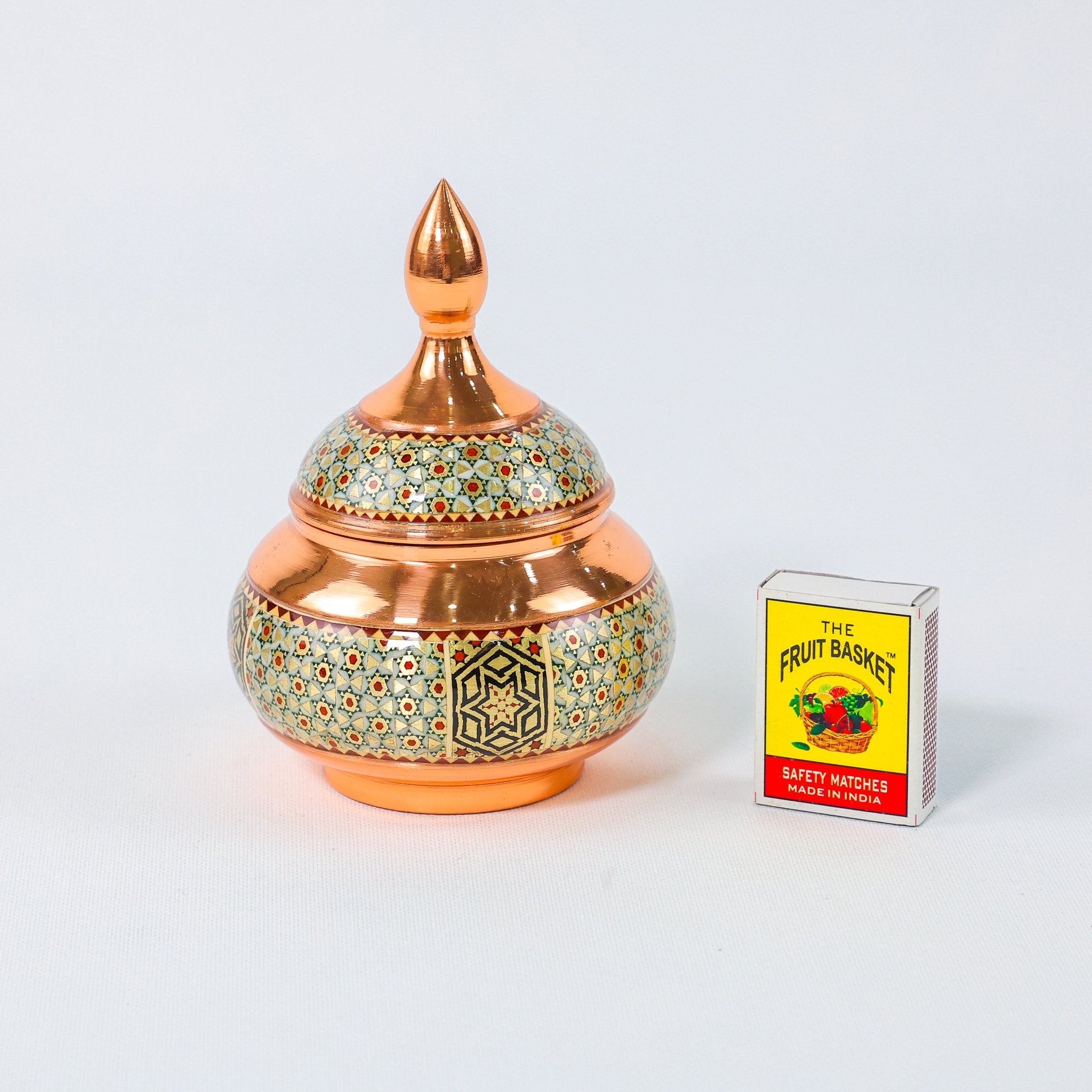 Mini Sugar Bowl – Copper & Khatam Design (Ayoobi) – No Pedestal - D1 - Meraas Gallery