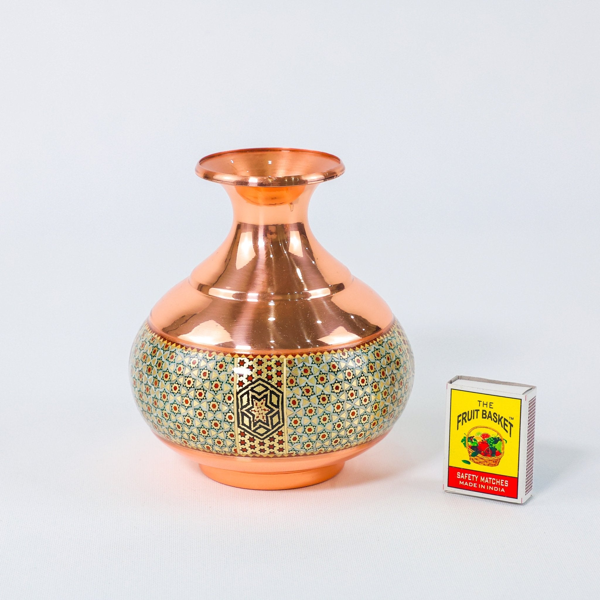 Small Vase – Anari Shape Copper & Khatam Design (Ayoobi) - Meraas Gallery