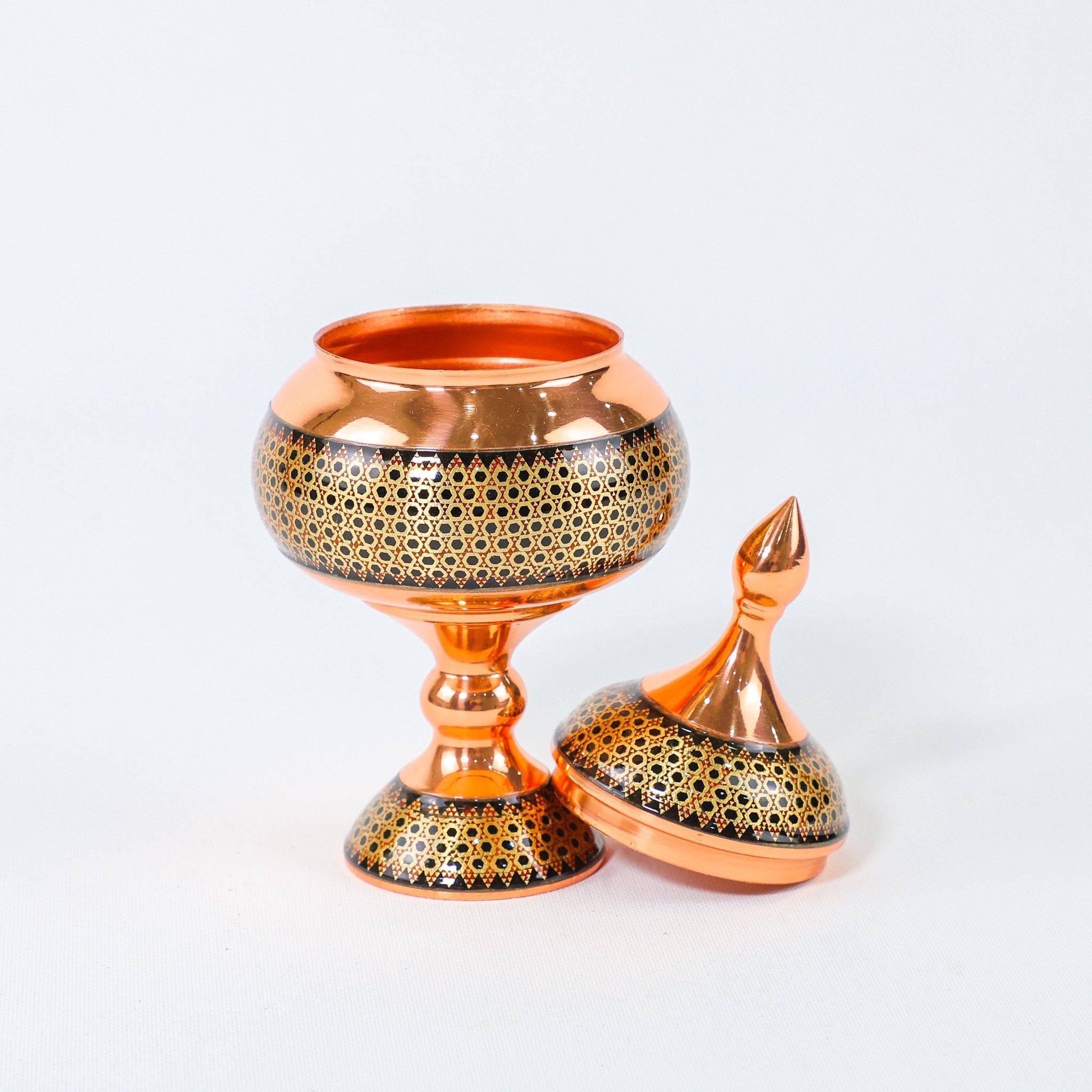 Chocolate Bowl – Model 1 Copper & Khatam Design (Premium) - Meraas Gallery