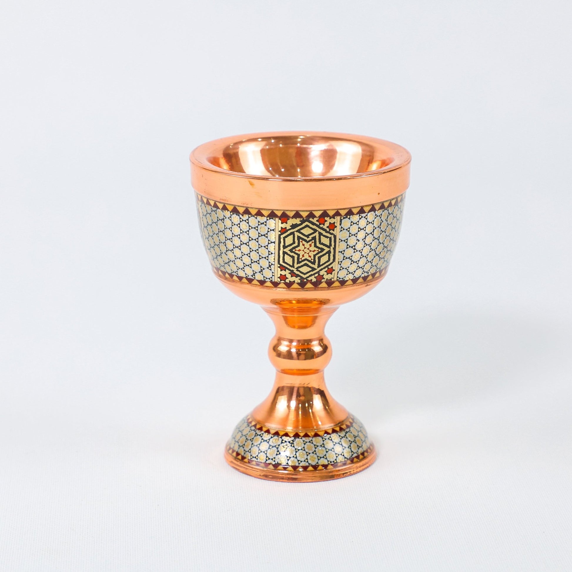 Sangab Bowl – Copper & Khatam Design (Ayoobi) – Size 11 cm - Meraas Gallery
