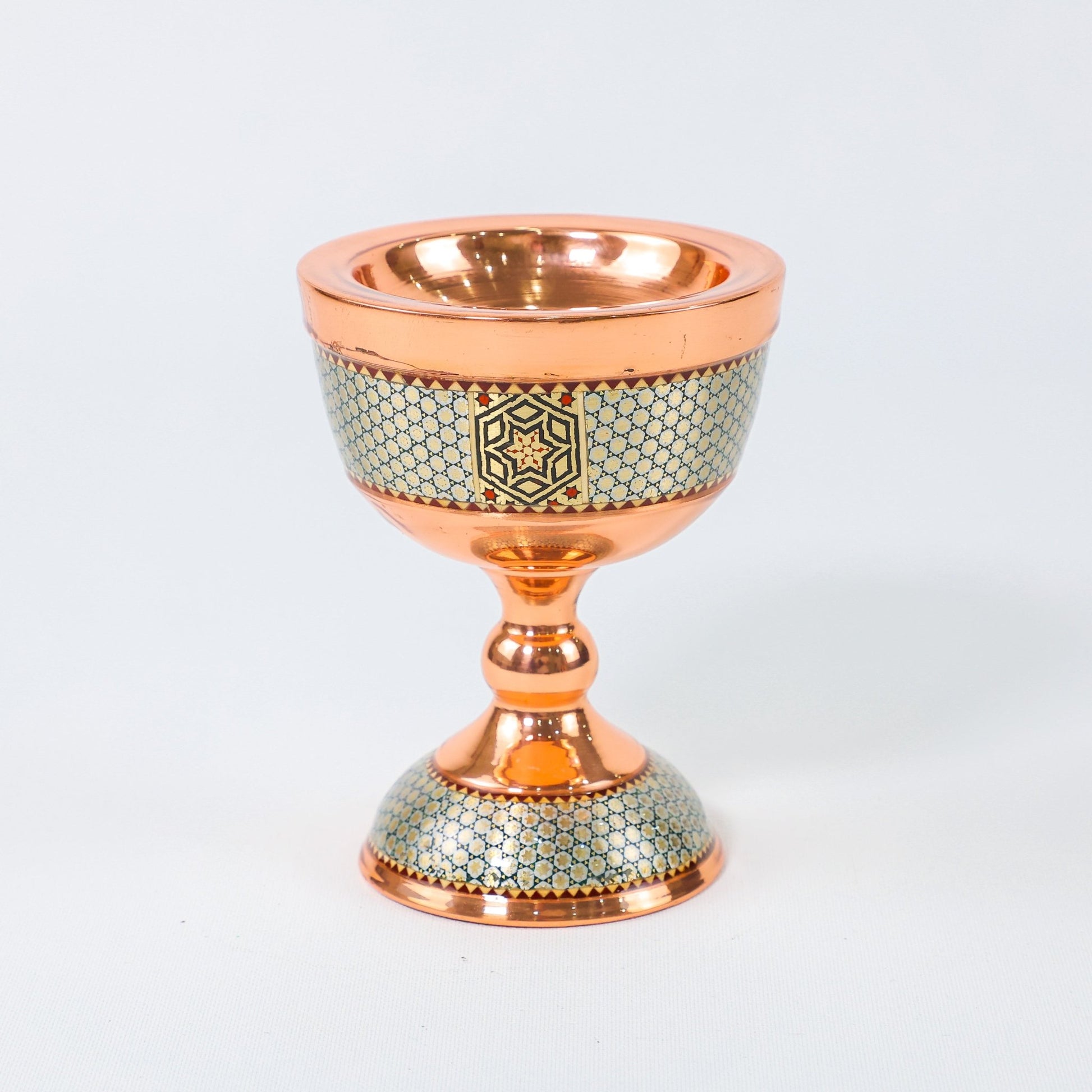 Sangab Bowl – Copper & Khatam Design (Ayoobi) – Size 13 cm - Meraas Gallery