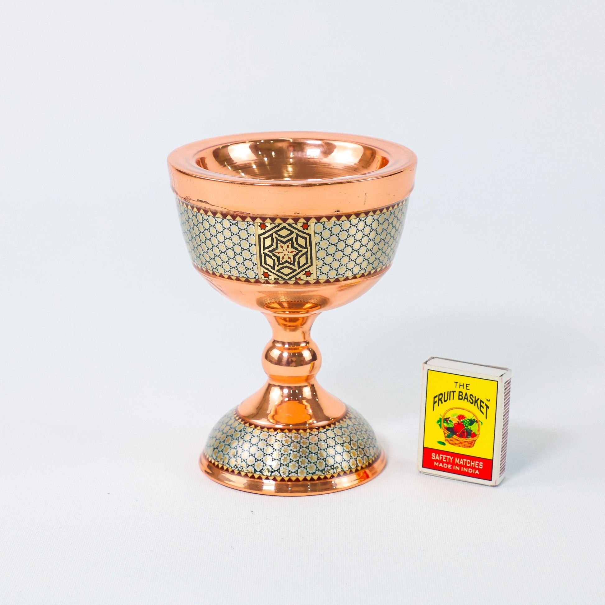 Sangab Bowl – Copper & Khatam Design (Ayoobi) – Size 13 cm - Meraas Gallery