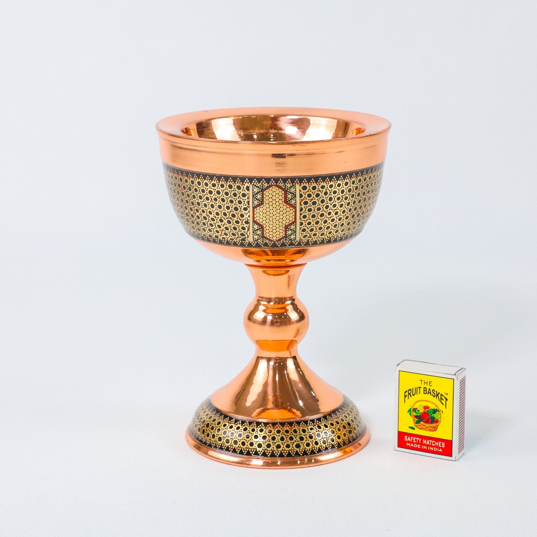 Sangab Bowl – Copper & Khatam Design (Premium) – Size 16 cm - Meraas Gallery