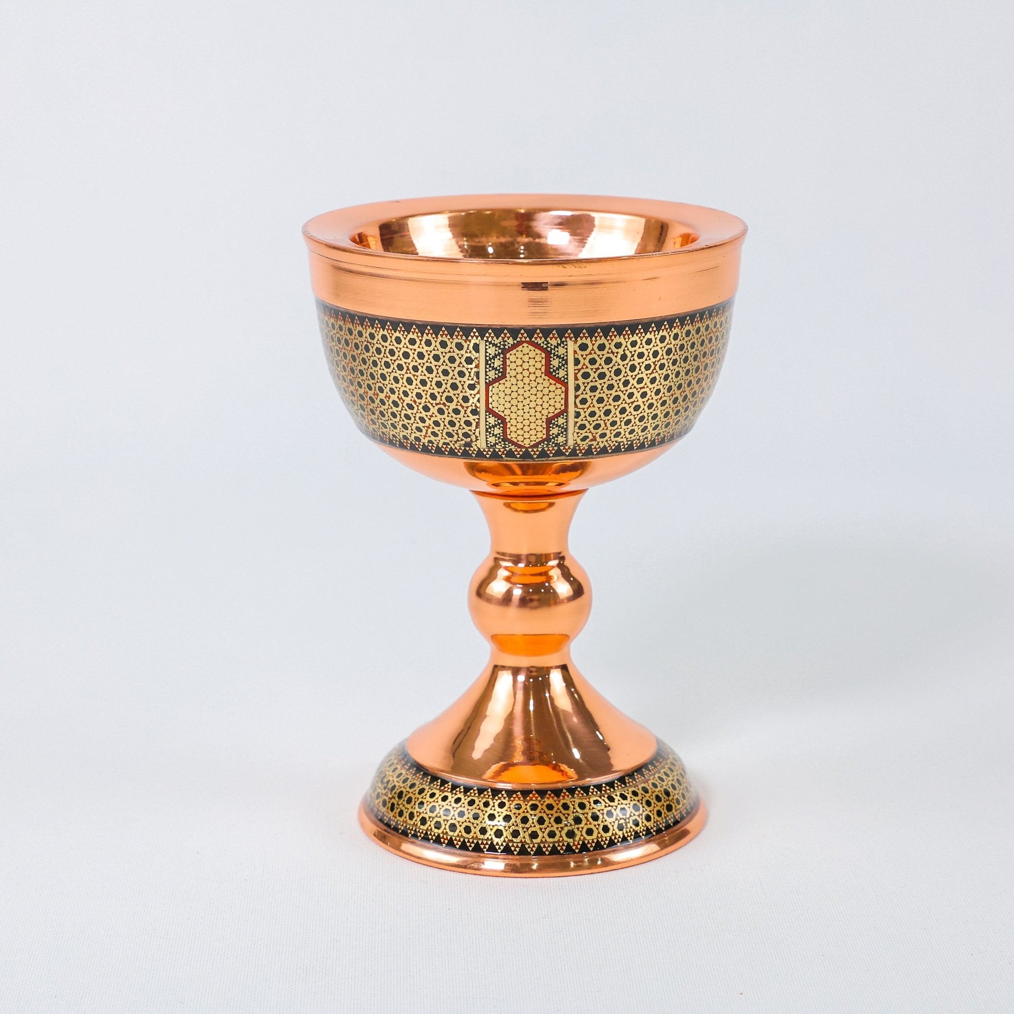 Sangab Bowl – Copper & Khatam Design (Premium) – Size 16 cm - Meraas Gallery