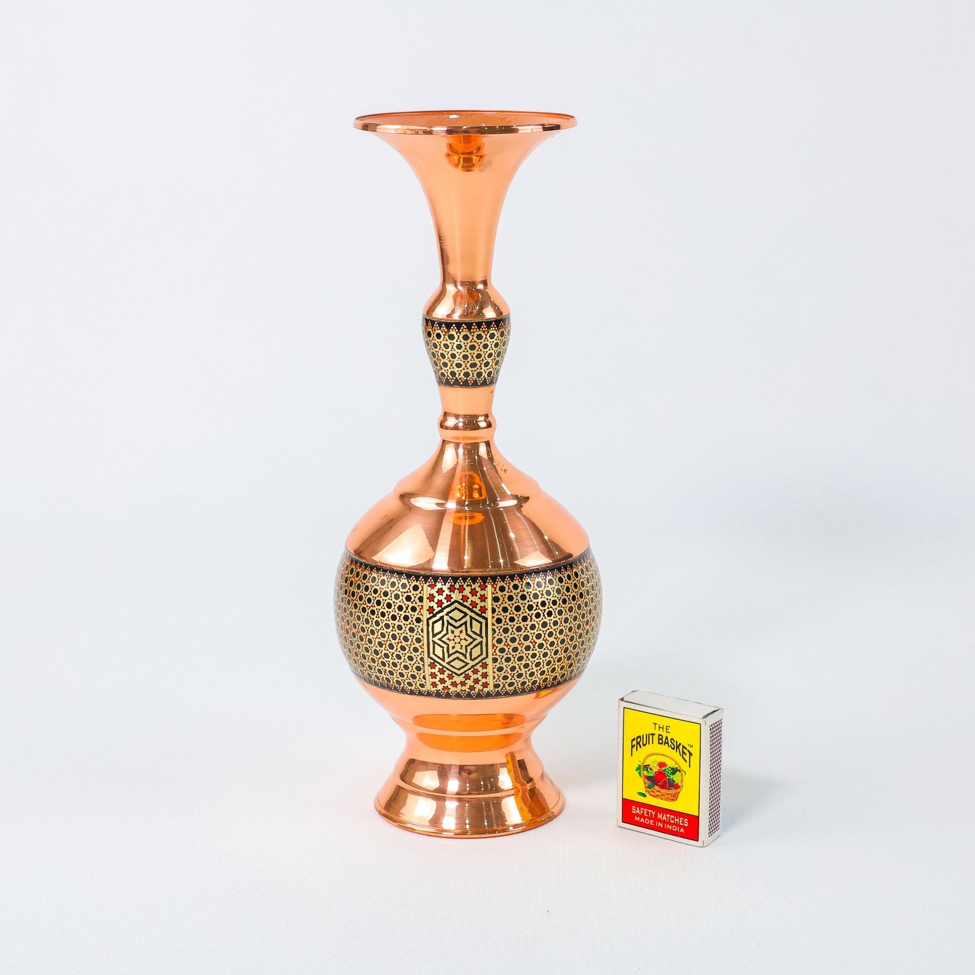 Vase – Gilasi Shape Copper & Khatam Design – Size 25 cm - Meraas Gallery