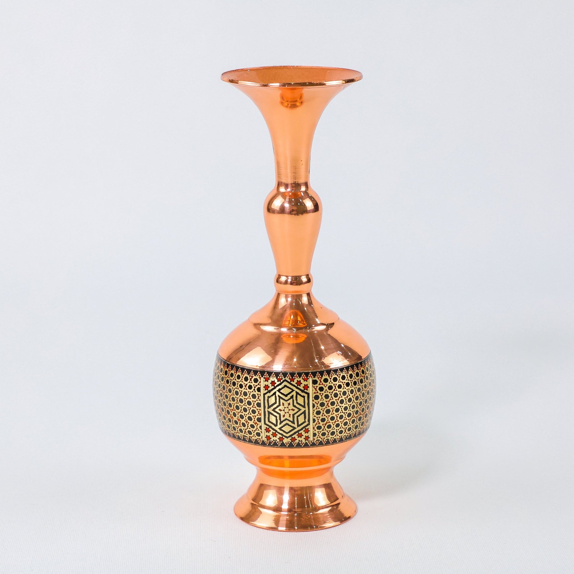 Vase – Gilasi Shape Copper & Khatam Design – Size 20 cm - Meraas Gallery