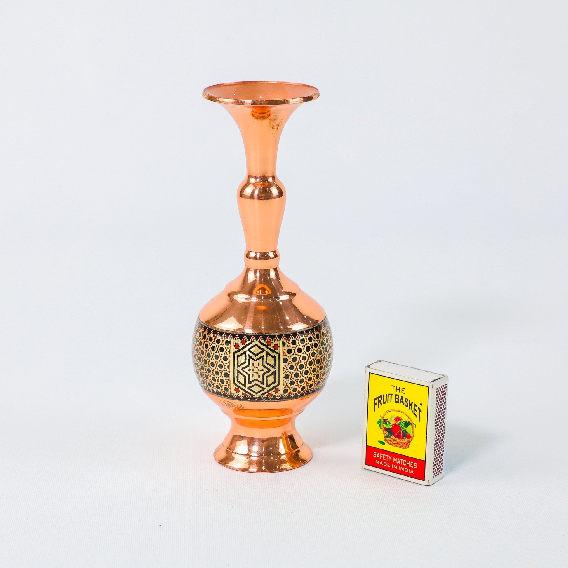 Vase – Gilasi Shape Copper & Khatam Design – Size 16 cm - Meraas Gallery