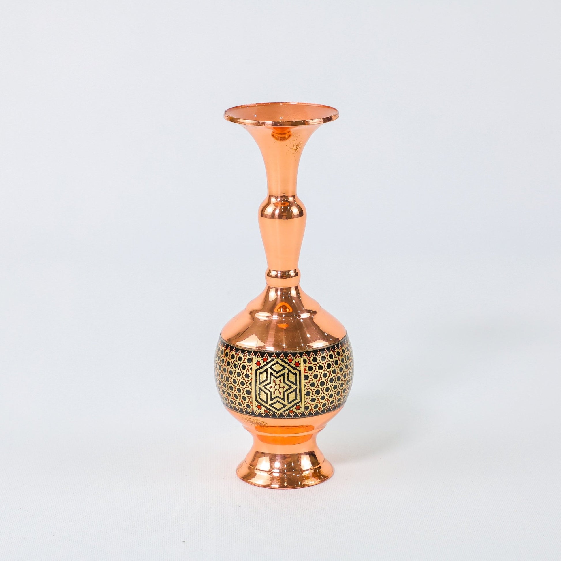 Vase – Gilasi Shape Copper & Khatam Design – Size 16 cm - Meraas Gallery