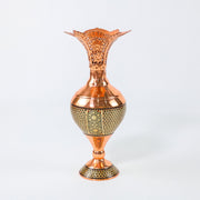 Hyacinth Vase – Openwork Rim Copper & Khatam Design – Size 25 cm - Meraas Gallery