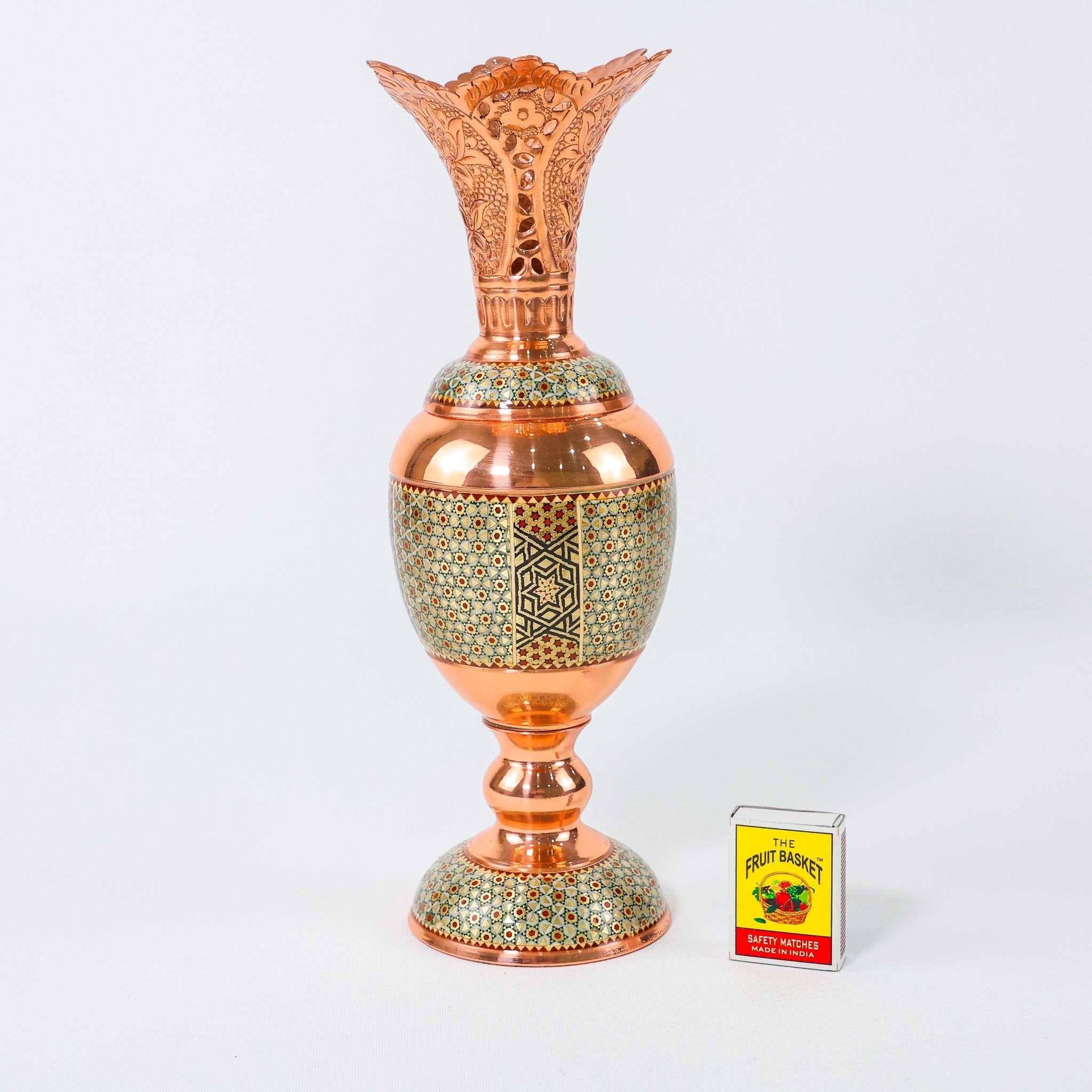 Hyacinth Vase – Copper & Khatam Design (Ayoobi) – Size 25 cm - Meraas Gallery