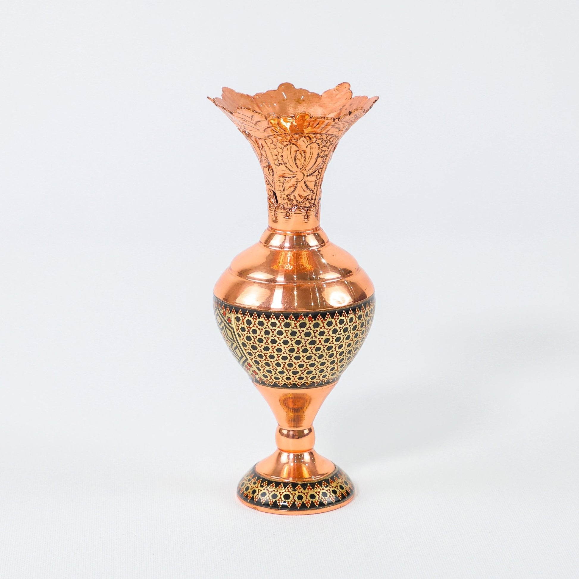 Hyacinth Vase – Copper & Khatam Design – Size 16 cm - Meraas Gallery