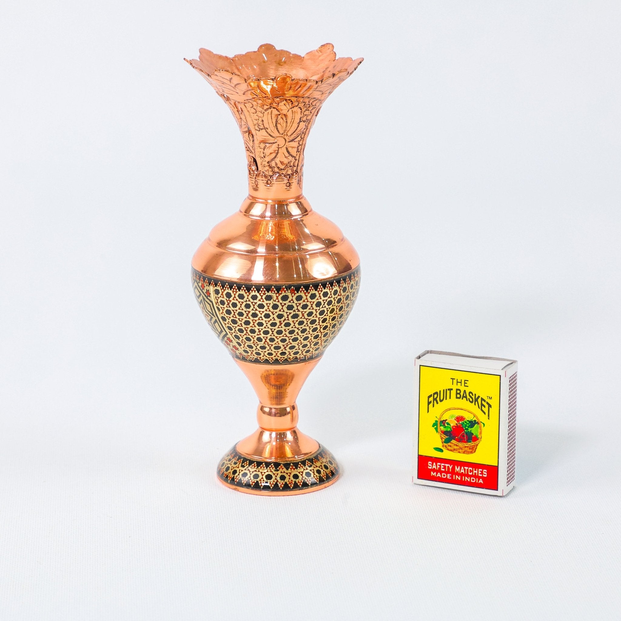 Hyacinth Vase – Copper & Khatam Design – Size 16 cm - Meraas Gallery