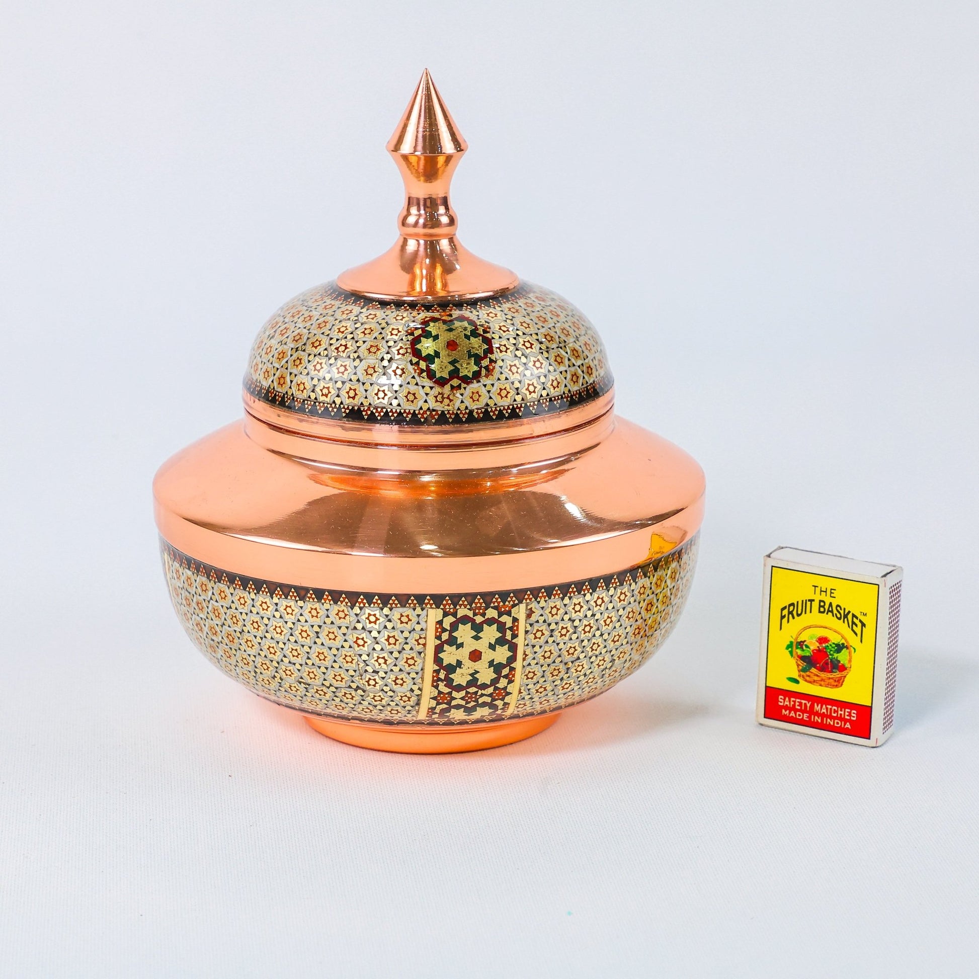 Sugar Bowl – Seljuk Style Copper & Khatam Design - Meraas Gallery