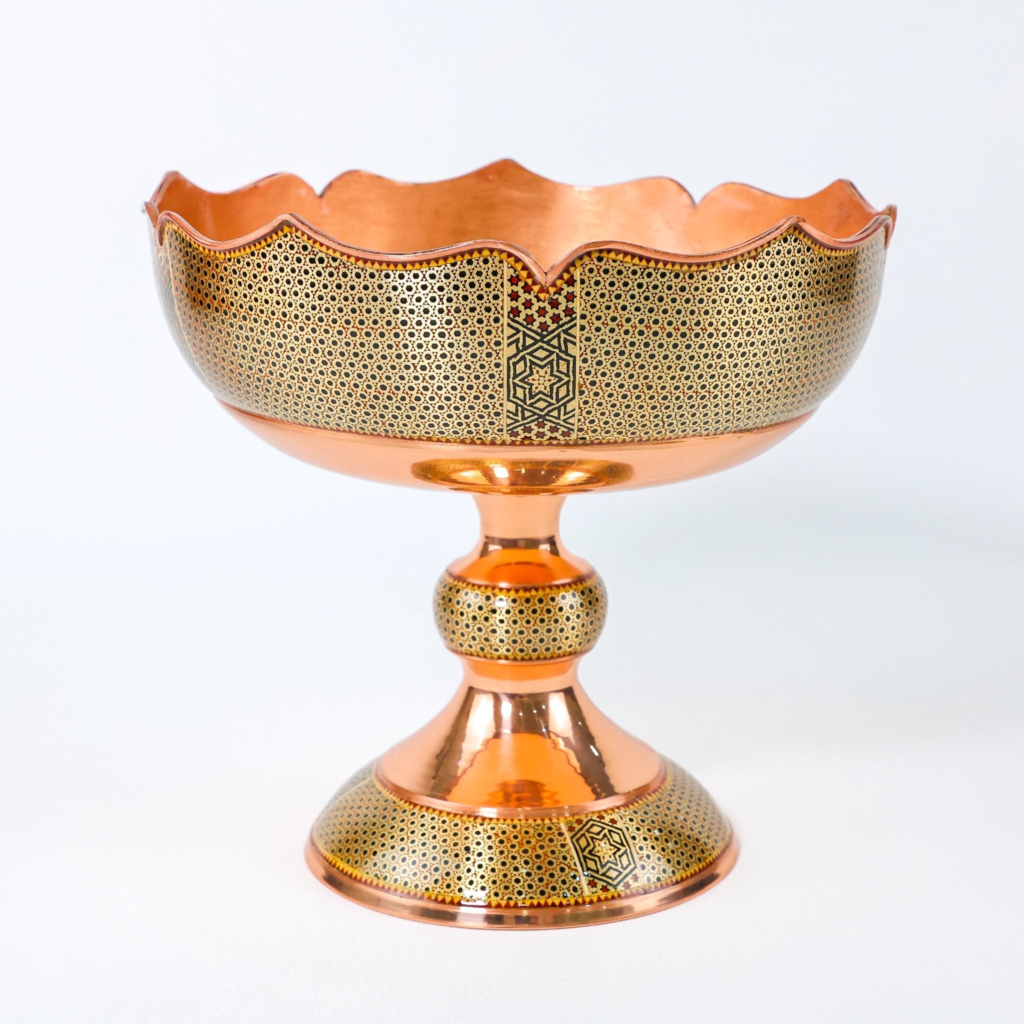 Fruit Bowl – Copper & Khatam Design (Ayoobi) – Size 27 cm - Meraas Gallery