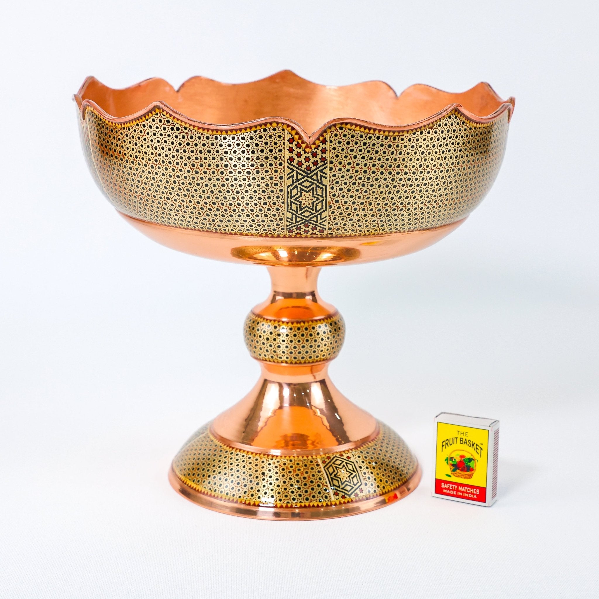 Fruit Bowl – Copper & Khatam Design (Ayoobi) – Size 27 cm - Meraas Gallery