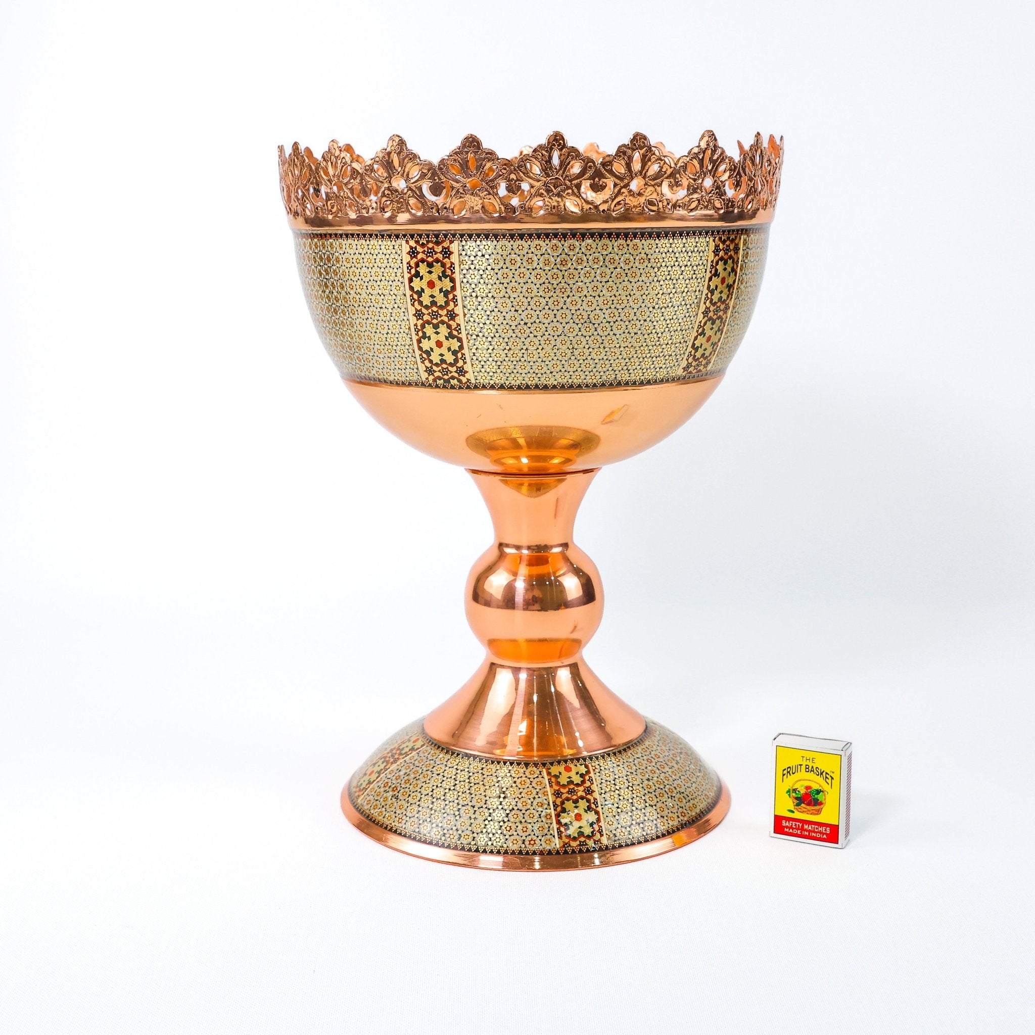 Nut Bowl – Copper & Khatam Design – Size 30 cm - Meraas Gallery