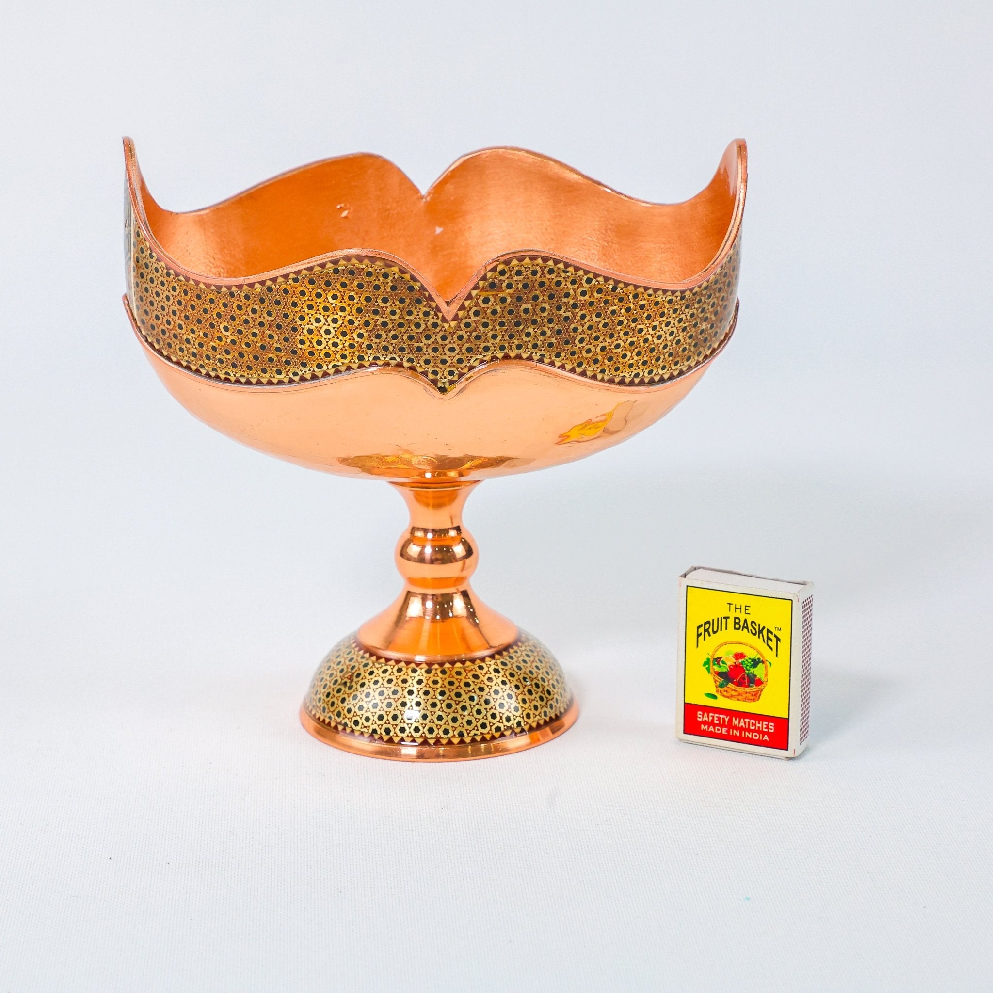 Kashkul Bowl – Copper & Khatam Design (Ayoobi) – Size 17 cm - Meraas Gallery