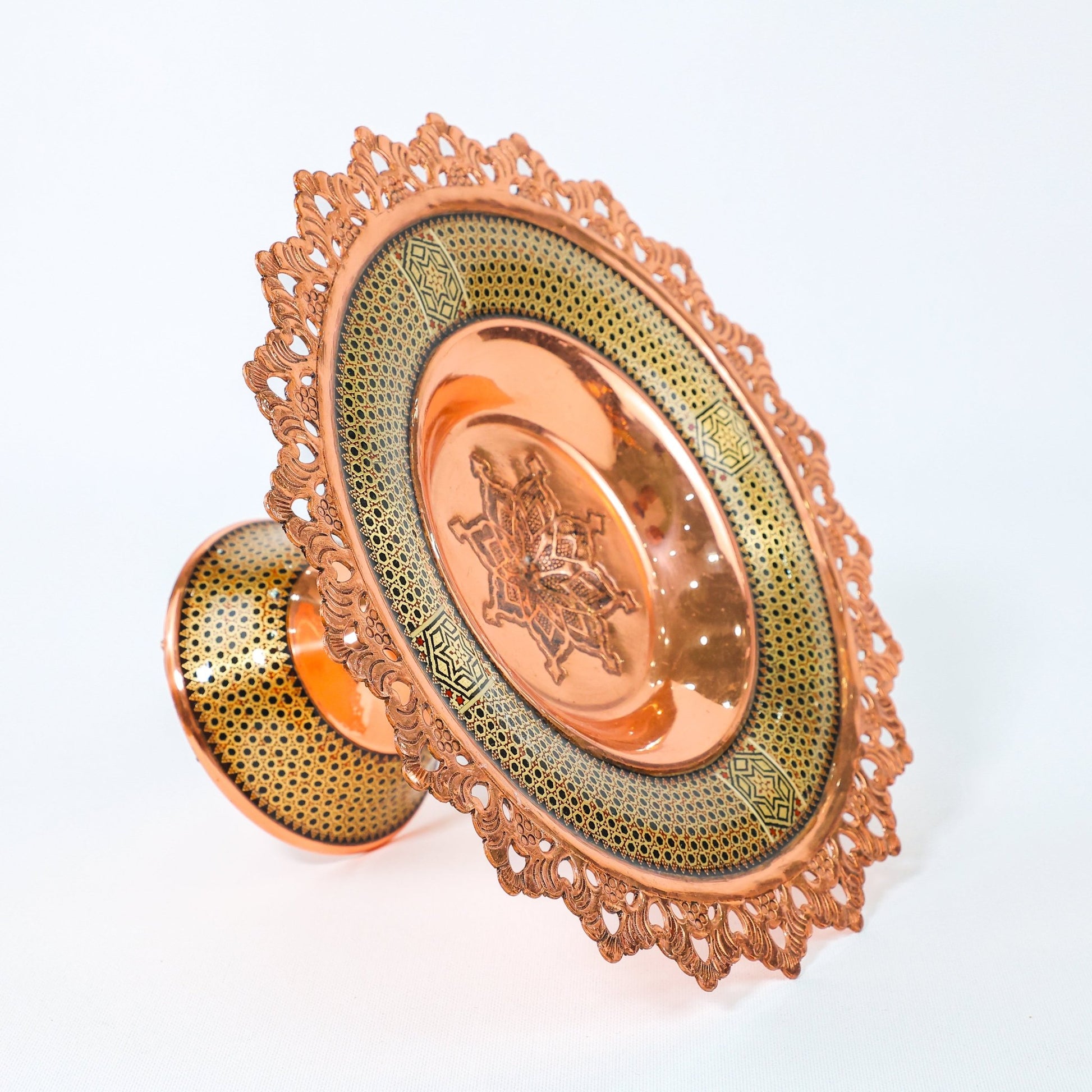 Sweet Bowl – Copper & Khatam Design – Size 26 cm - Meraas Gallery