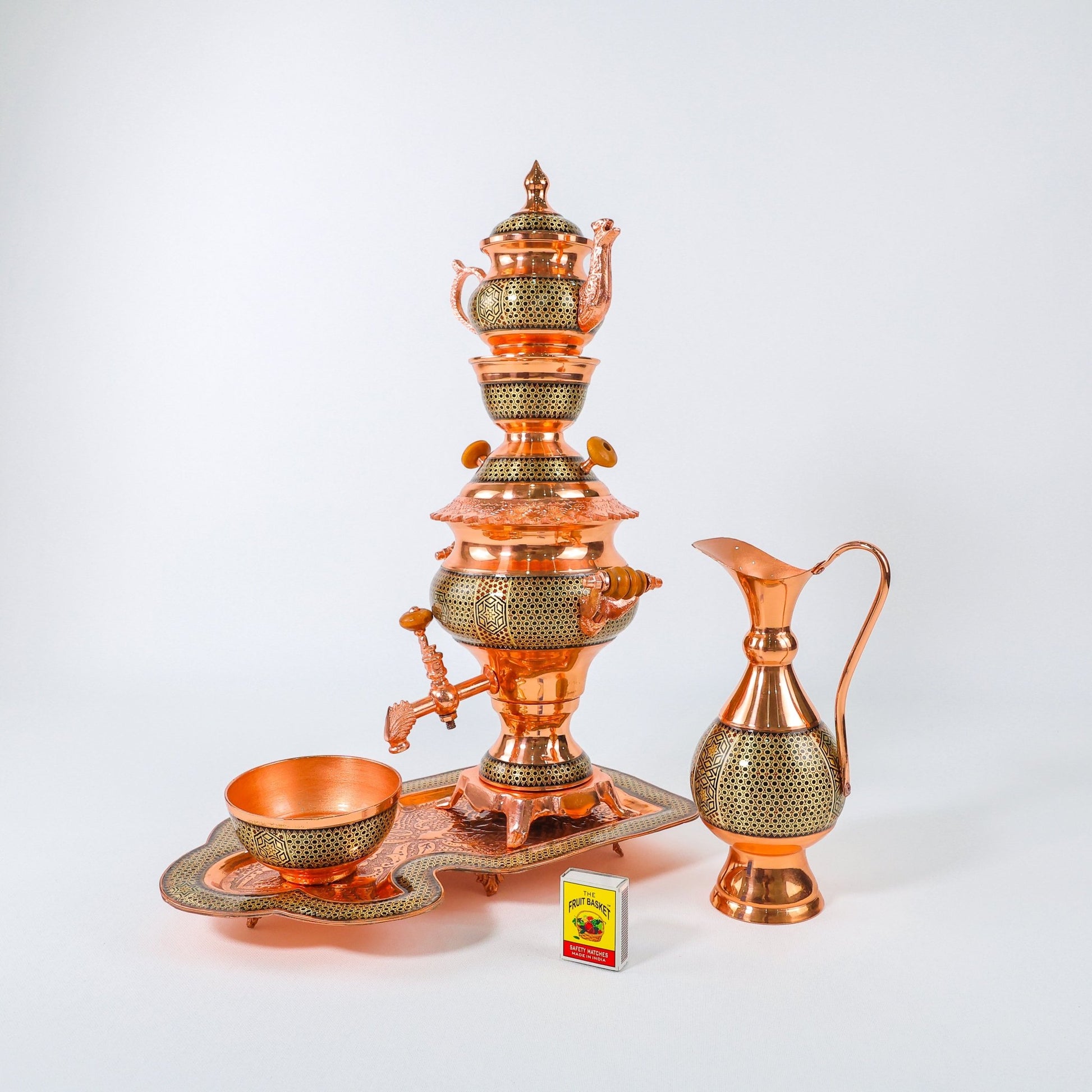Samovar Set – Copper & Khatam Design – Size 45 cm - Meraas Gallery