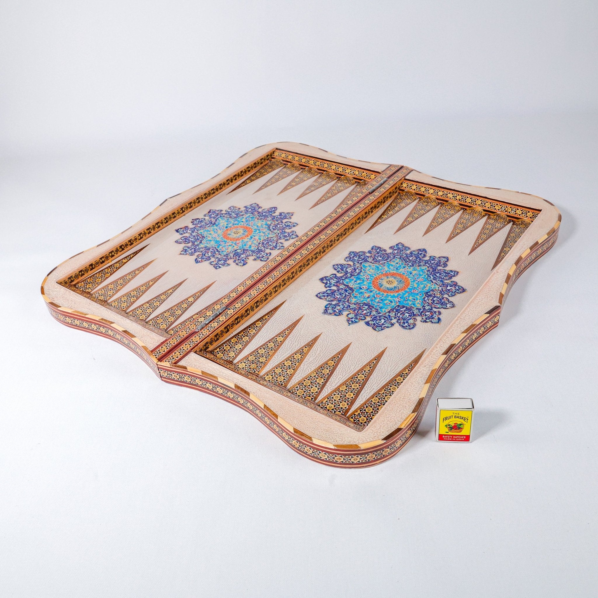 Backgammon & Chess Board – Size 60 cm – Scalloped Edges – Hand - Painted & Calligraphy - Meraas Gallery
