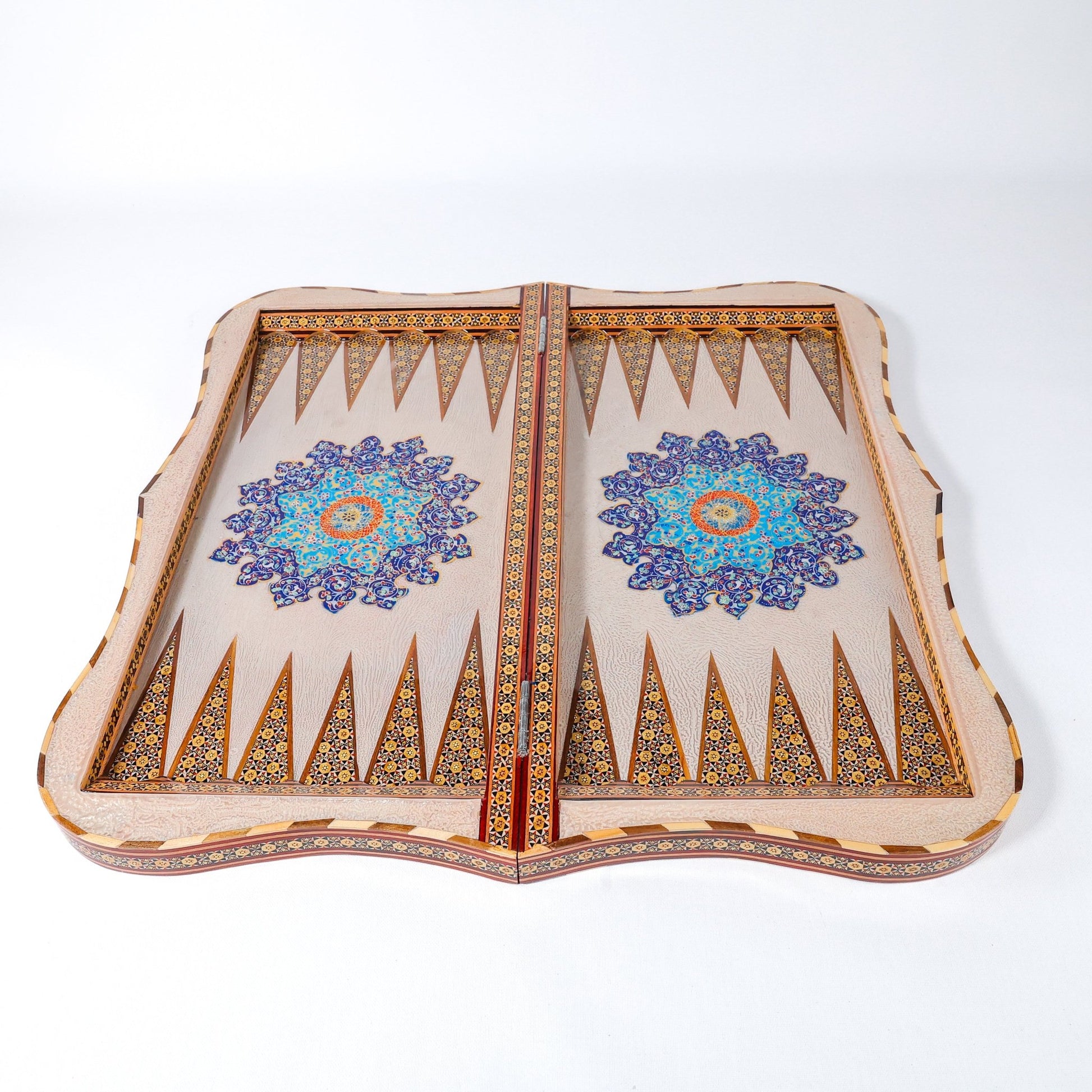 Backgammon & Chess Board – Size 60 cm – Scalloped Edges – Hand - Painted & Calligraphy - Meraas Gallery