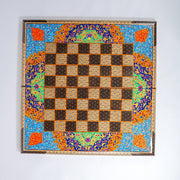 Backgammon & Chess Board – Size 60 cm – Full Bone Khatam – Blue Tazhib Design - D1 - Meraas Gallery