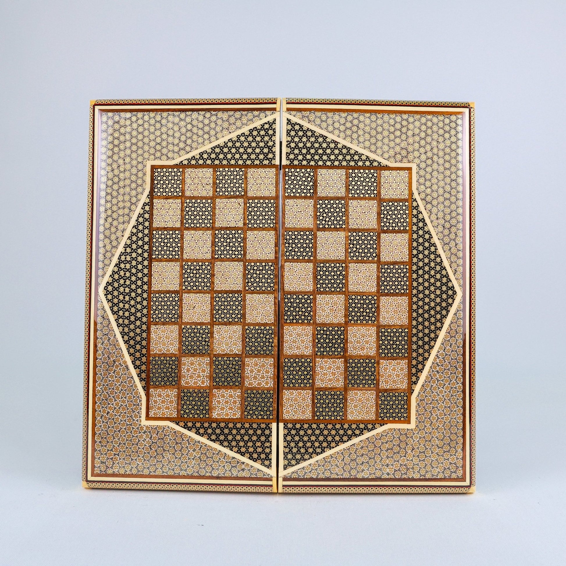 Backgammon & Chess Board – Full Wire Khatam – Premium Quality – Size 40 cm - Design 1 - Meraas Gallery