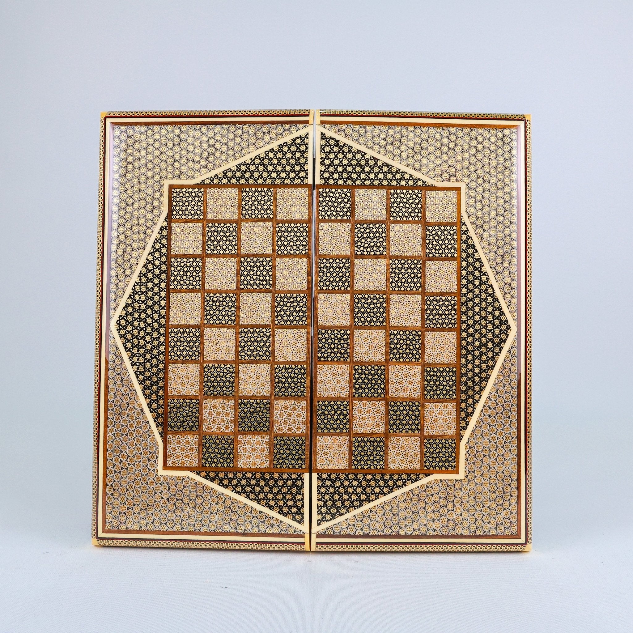 Backgammon & Chess Board – Full Wire Khatam – Premium Quality – Size 40 cm - Design 1 - Meraas Gallery