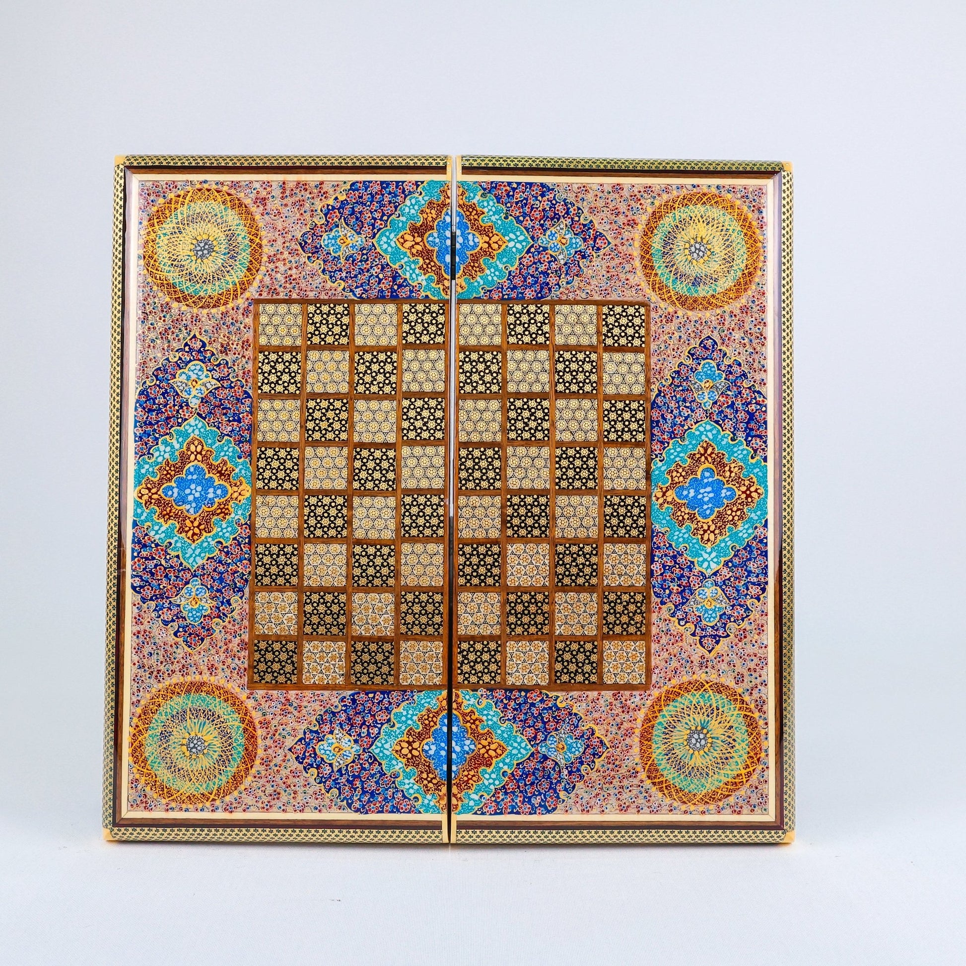 Backgammon & Chess Board – Full Wire Khatam – Premium Quality – Size 40 cm - Design 2 - Meraas Gallery