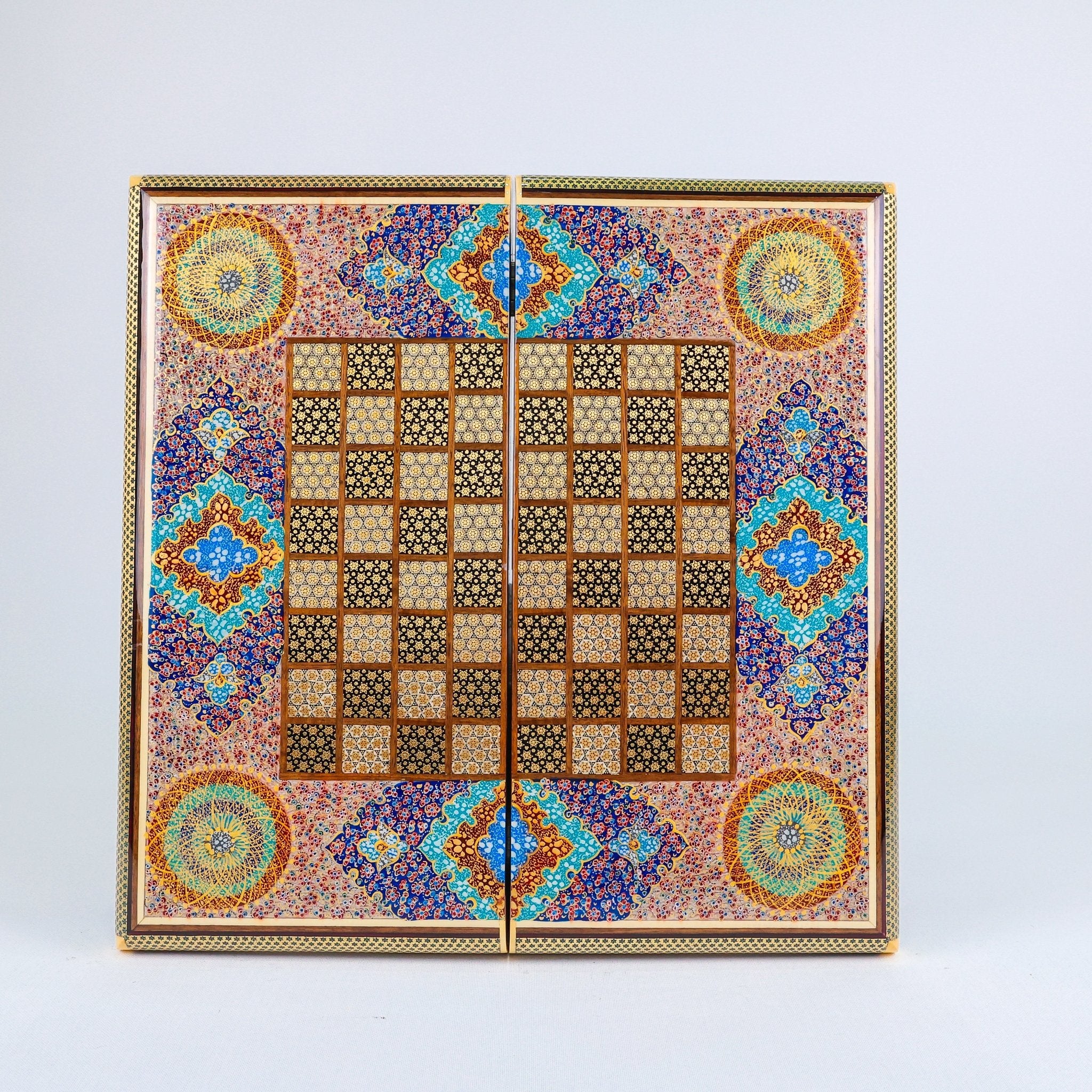 Backgammon & Chess Board – Full Wire Khatam – Premium Quality – Size 40 cm - Design 2 - Meraas Gallery