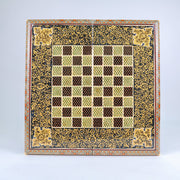 Backgammon & Chess Board – Rounded Edge – Zamani Style – Khatam Painting – Design 04 – Size 50 cm - Meraas Gallery