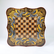 Backgammon Board – Mother - of - Pearl Edge – Tazhib Design – Size 50 cm - Meraas Gallery