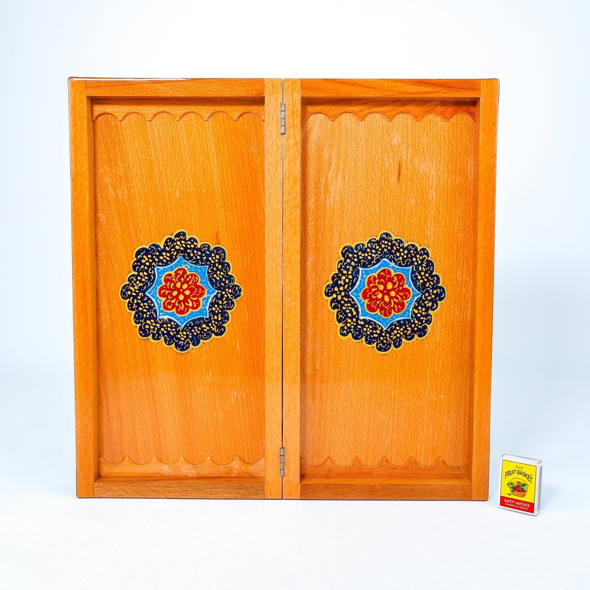 Backgammon Board – Beechwood Interior – Khatam Painting – Design 02 – Size 40 cm - Meraas Gallery