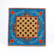 Backgammon Board – Beechwood Interior – Khatam Painting – Design 03 – Size 40 cm - Meraas Gallery