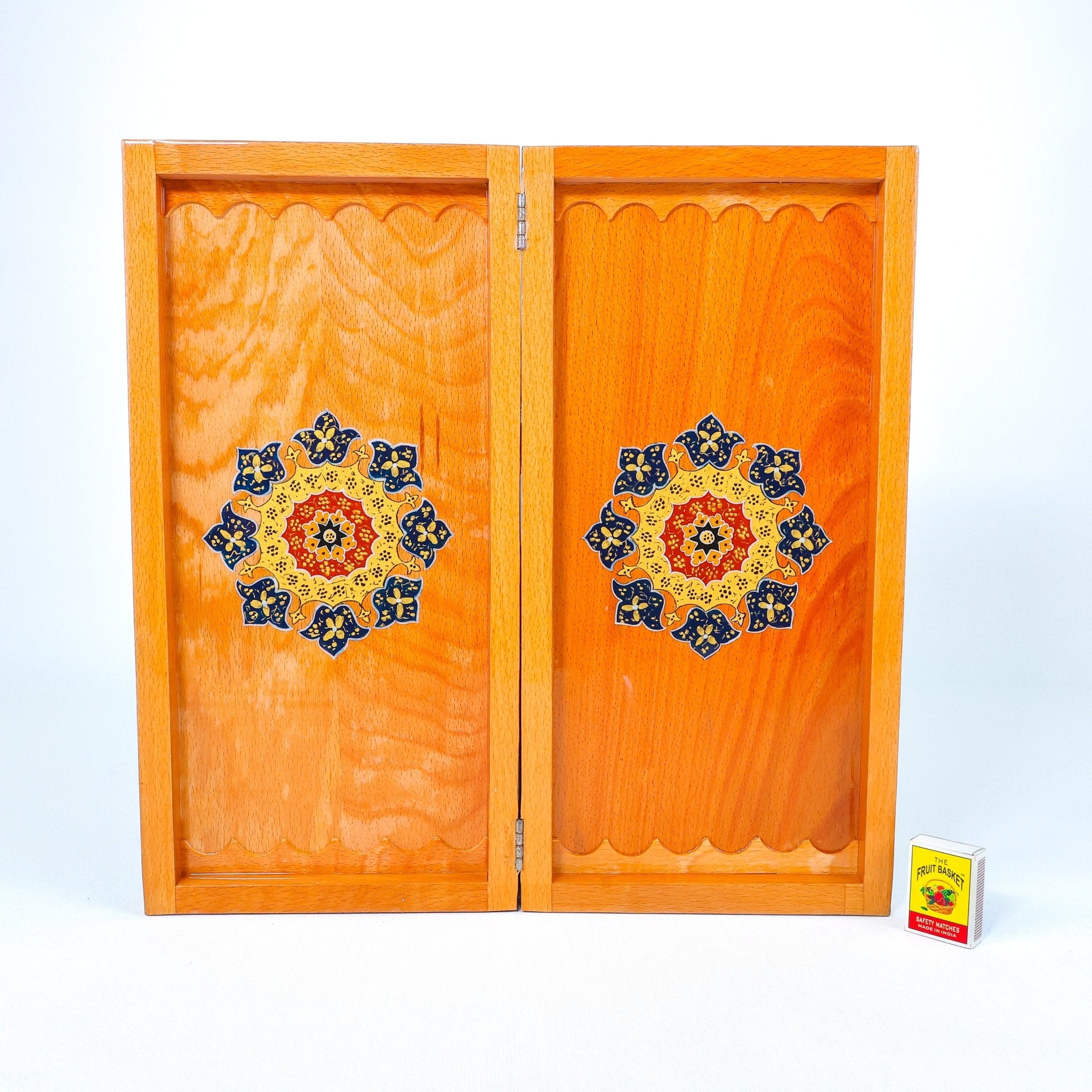 Backgammon Board – Beechwood Interior – Khatam Painting – Design 07 – Size 40 cm - Meraas Gallery