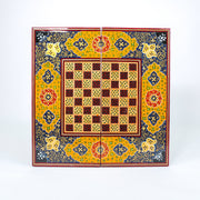 Backgammon Board – Beechwood Interior – Khatam Painting – Design 07 – Size 40 cm - Meraas Gallery