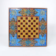 Backgammon Board – Beechwood Interior – Khatam Painting – Design 08 – Size 40 cm - Meraas Gallery