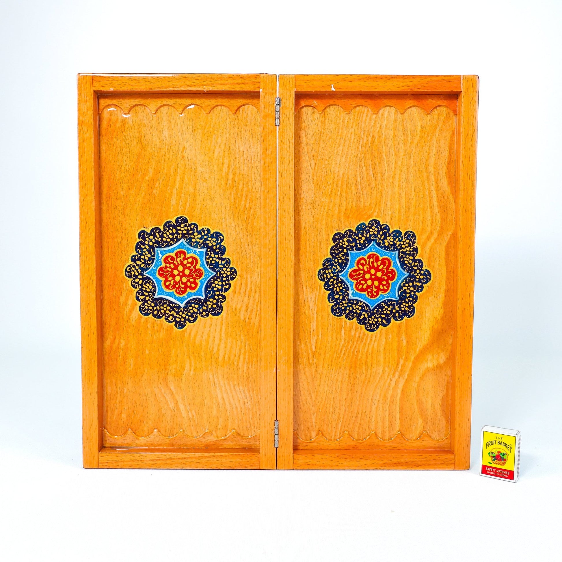 Backgammon Board – Beechwood Interior – Khatam Painting – Design 10 – Size 40 cm - Meraas Gallery