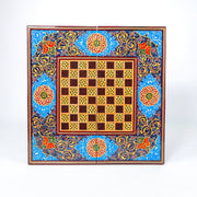 Backgammon Board – Beechwood Interior – Khatam Painting – Design 10 – Size 40 cm - Meraas Gallery