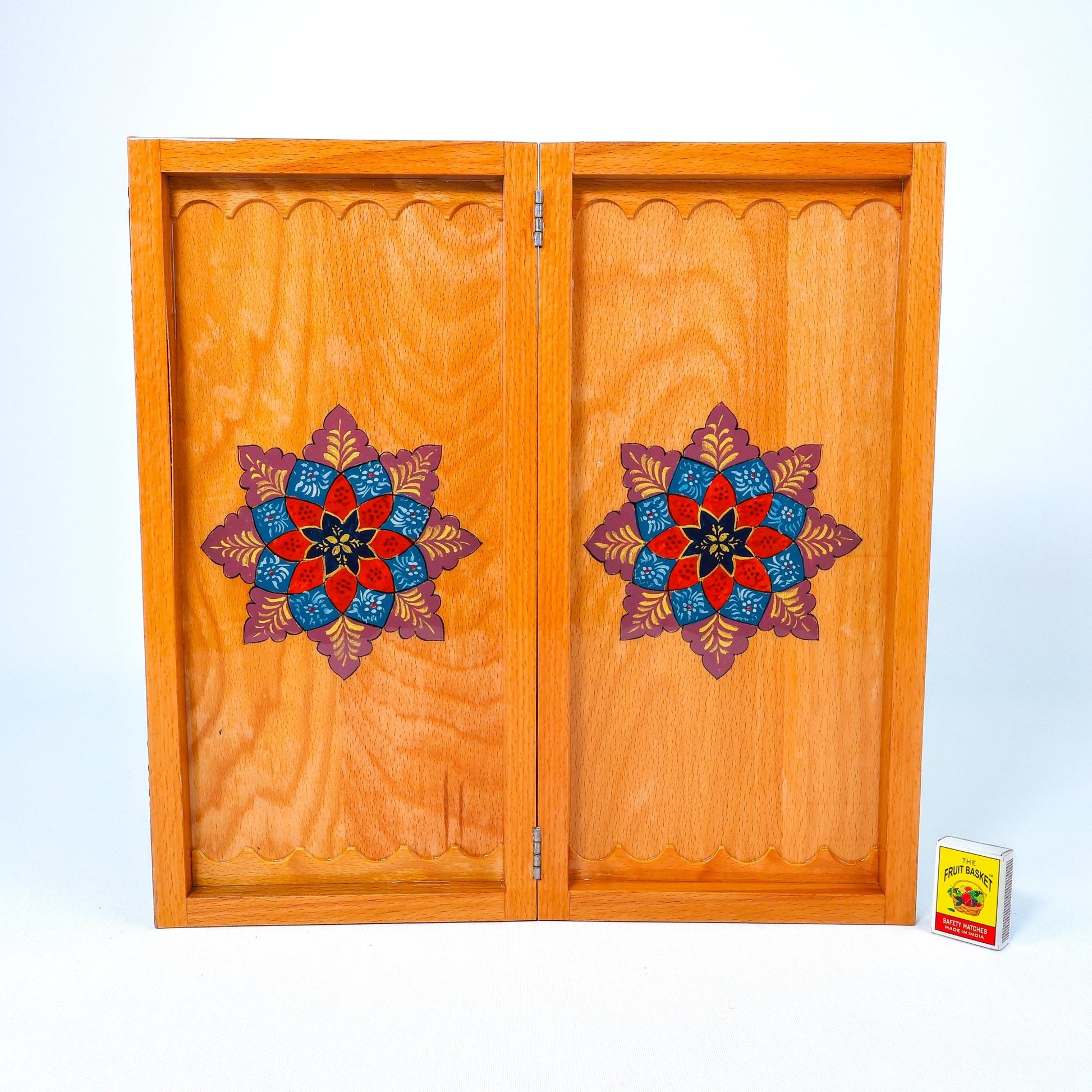 Backgammon Board – Beechwood Interior – Khatam Painting – Design 11 – Size 40 cm - Meraas Gallery