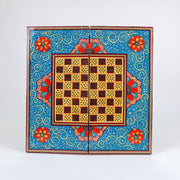 Backgammon Board – Beechwood Interior – Khatam Painting – Design 11 – Size 40 cm - Meraas Gallery