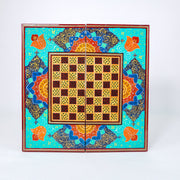 Backgammon Board – Beechwood Interior – Khatam Painting – Design 12 – Size 40 cm - Meraas Gallery