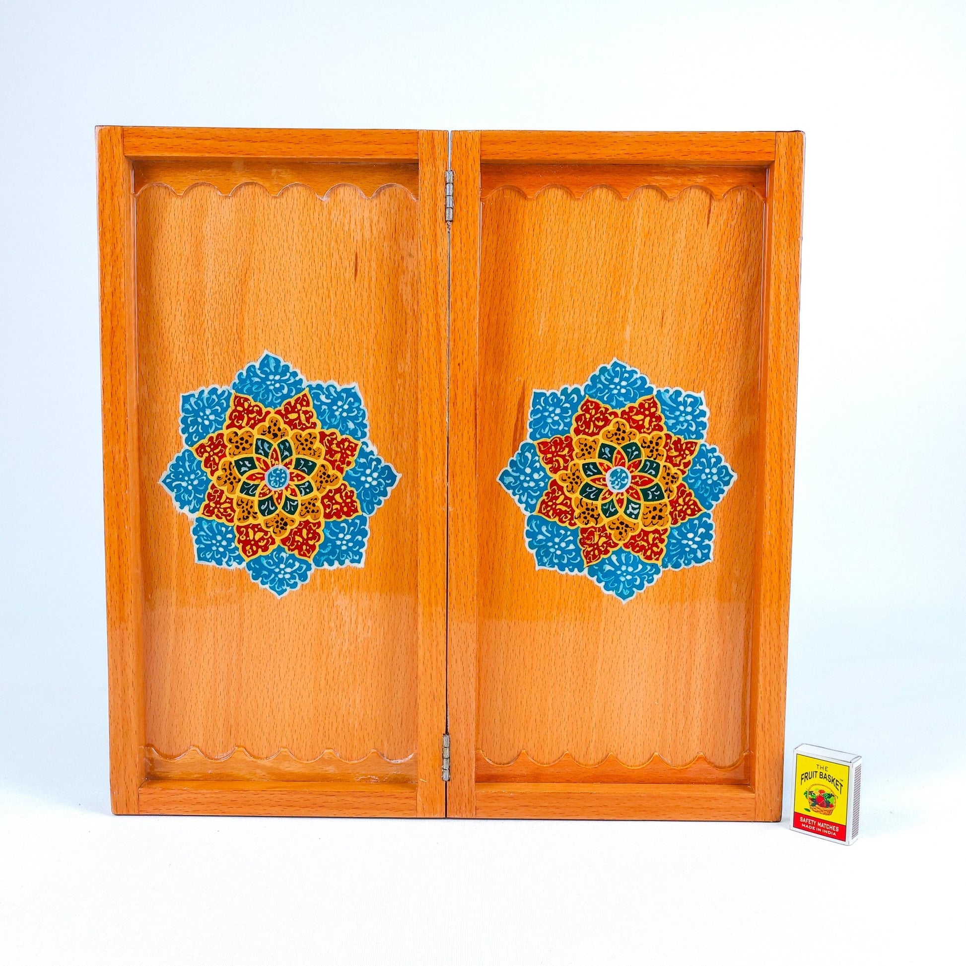 Backgammon Board – Beechwood Interior – Khatam Painting – Design 13 – Size 40 cm - Meraas Gallery